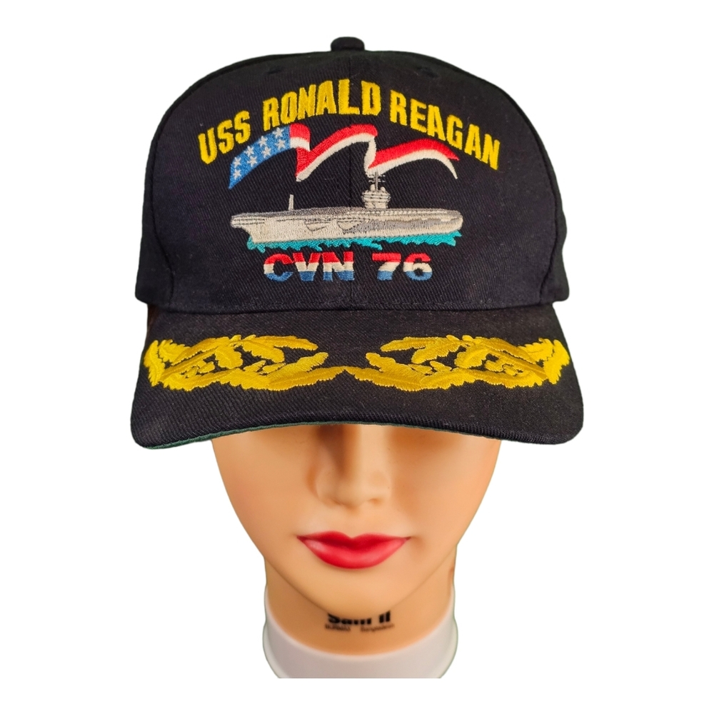 USS Ronald Reagan CVN 76 Navy Command‎ Cap Hat Snapback Black Made In The USA